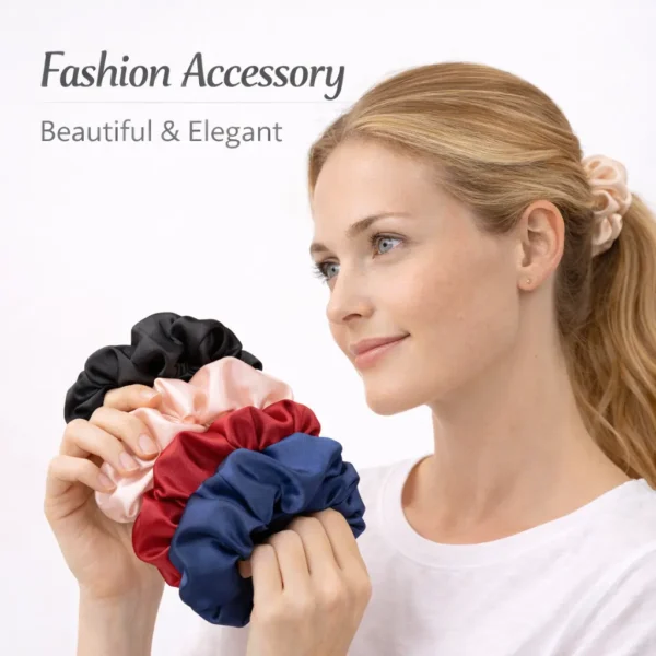 Stylish satin scrunchies as a fashion hair accessory